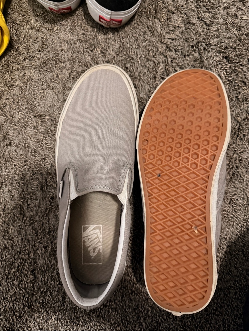 Vans Men's Slip-On Canvas Shoes in Light Gray with Gum Sole